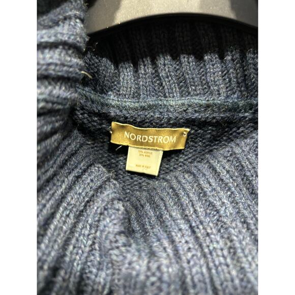 Nordstrom Wool Blend Poncho Ruana Dark Blue Made in Italy One Size - Picture 2 of 3